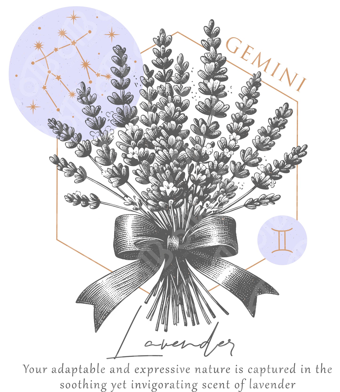 Gemini Zodiac Flowers DTF Transfer