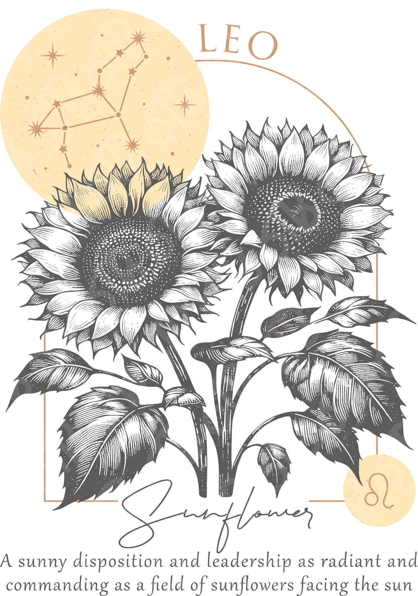 Leo Zodiac Flowers DTF Transfer