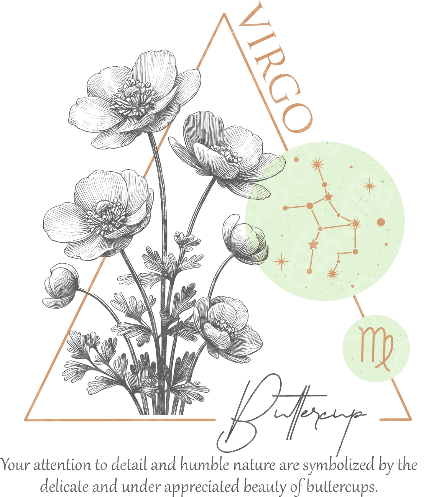 Virgo Zodiac Flowers DTF Transfer
