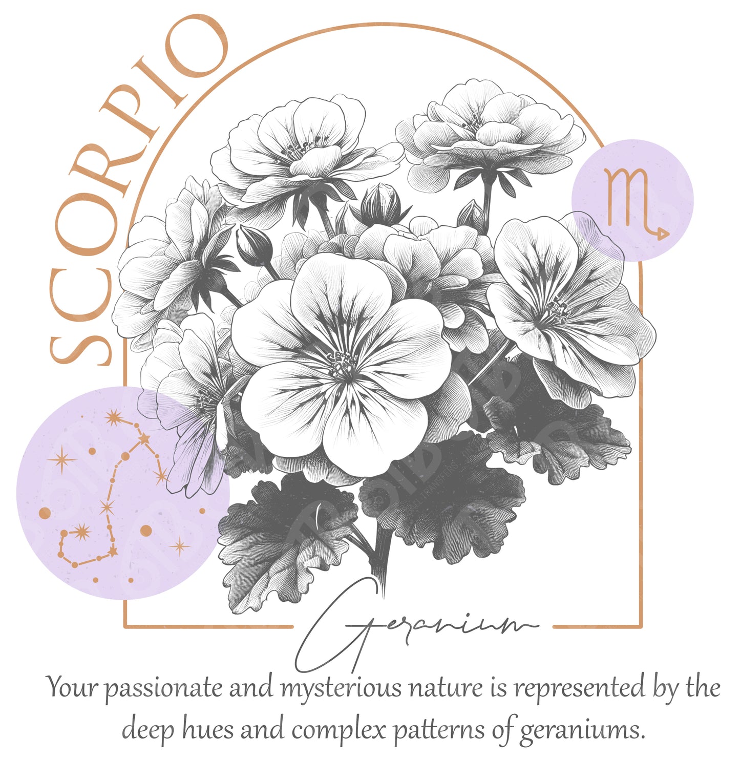 Scorpio Zodiac Flowers DTF Transfer