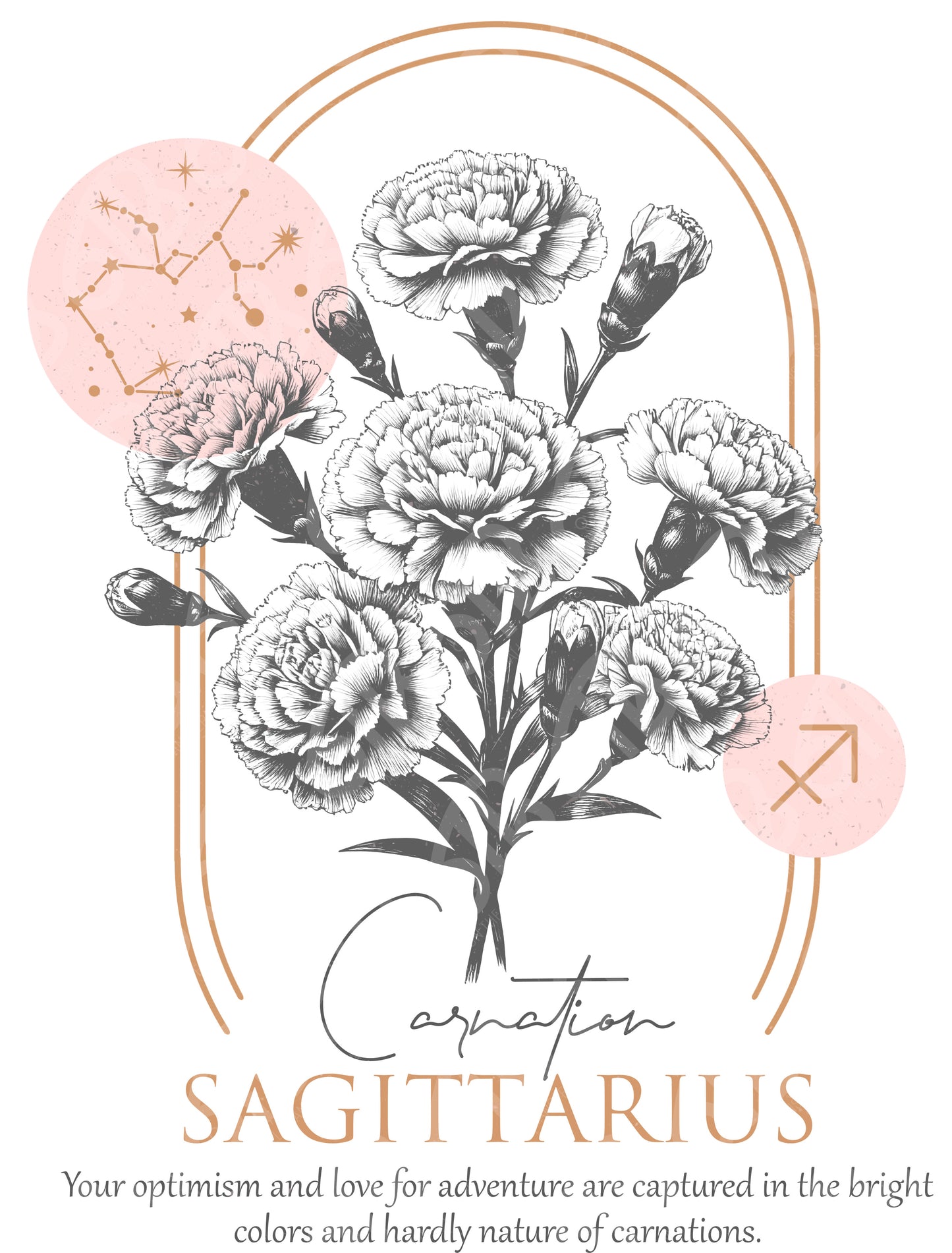Sagittarius Zodiac Flowers DTF Transfer