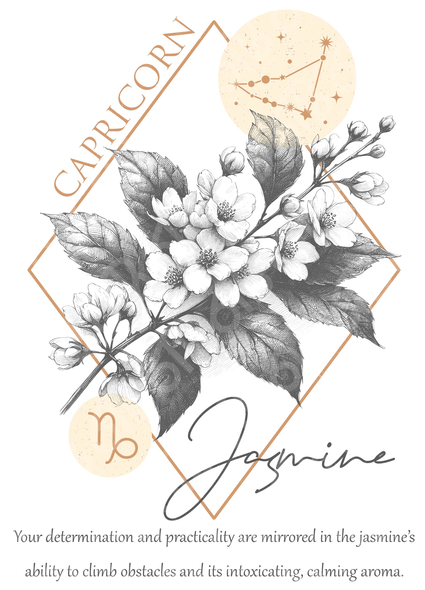 Capricorn Zodiac Flowers DTF Transfer