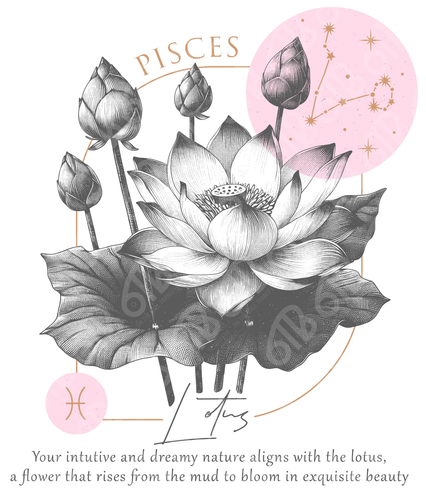 Pisces Zodiac Flowers DTF Transfer
