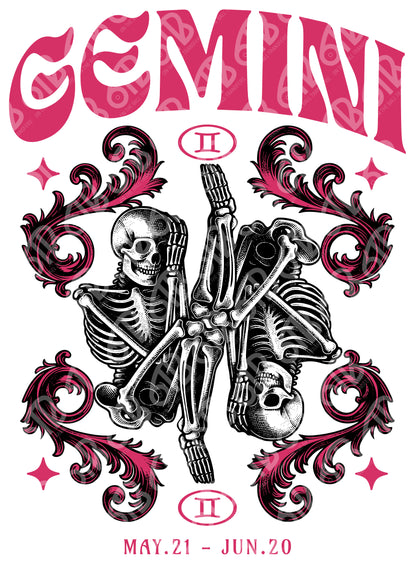 Gemini Skeleton DTF Transfer