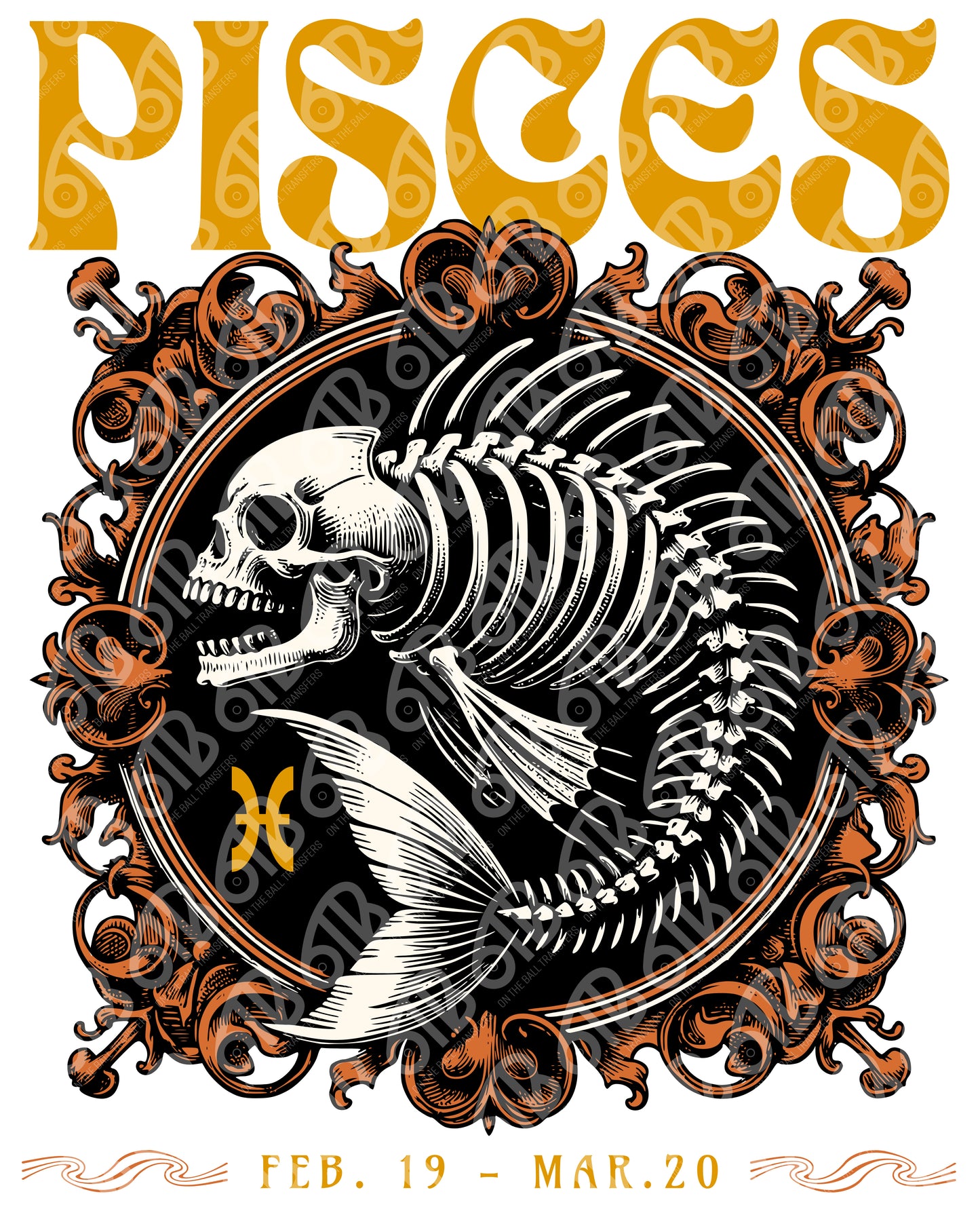 Pisces Skeleton Sublimation Transfer