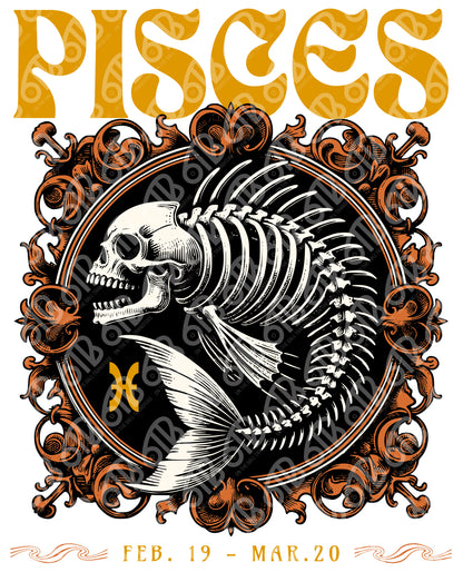 Pisces Skeleton Sublimation Transfer
