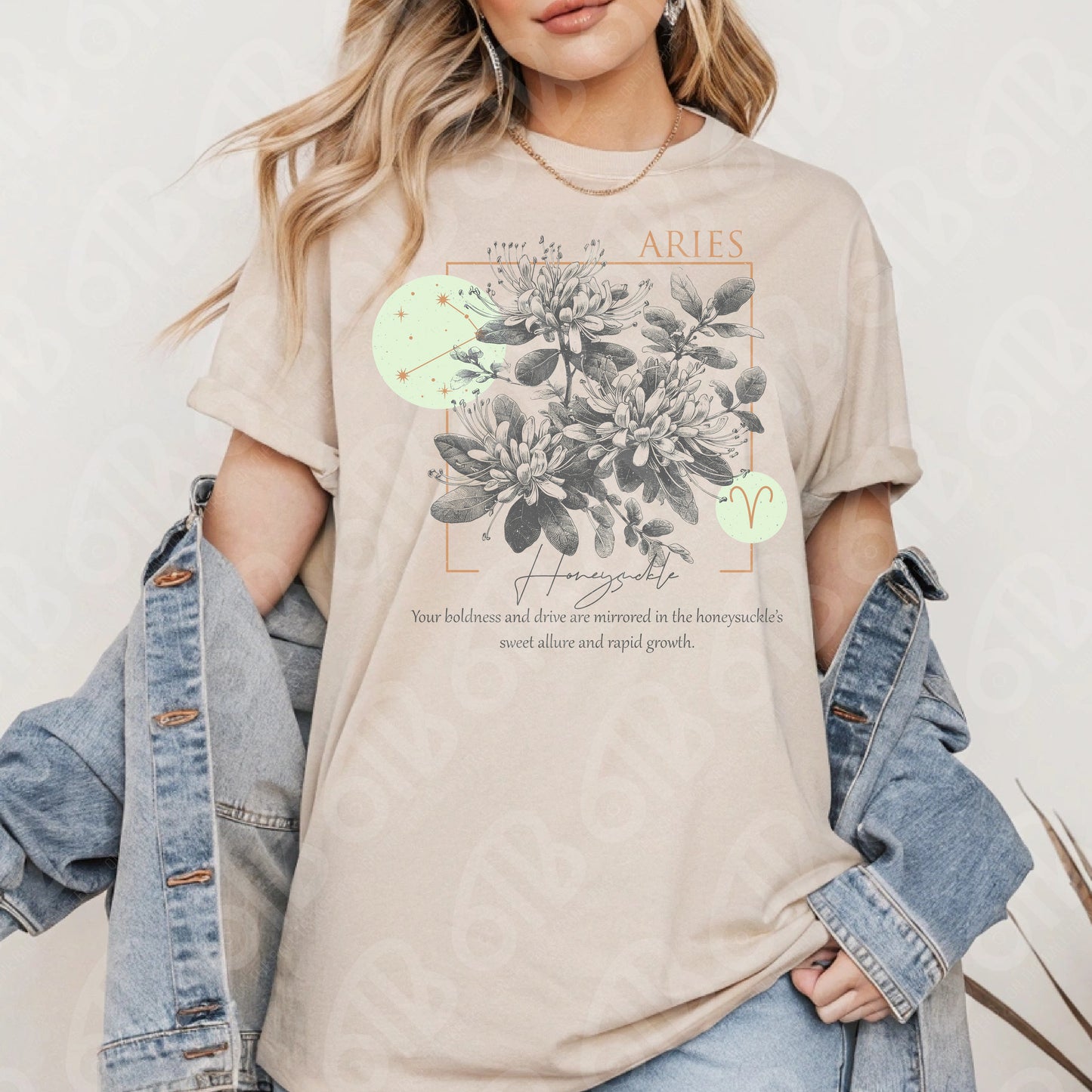 Aries Zodiac Flowers DTF Transfer