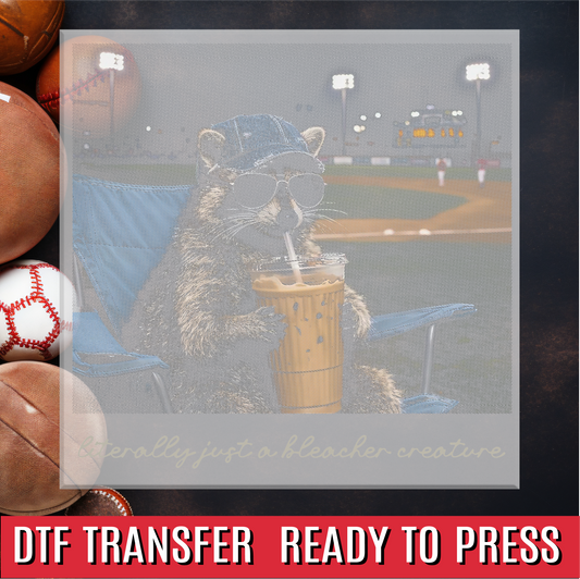 Halftone Raccoon Literally Just a Bleacher Creature DTF Transfer