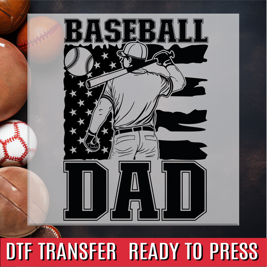Baseball Dad Flag DTF Transfer