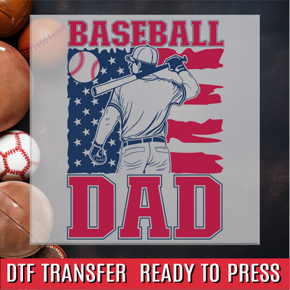 Baseball Dad Flag DTF Transfer