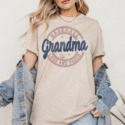 Baseball Grandma Loud and Proud DTF Transfer