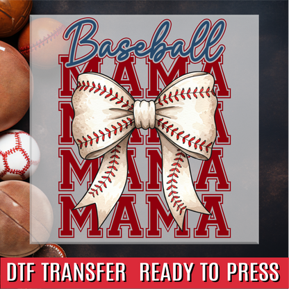 Baseball Mama Bow DTF Transfer
