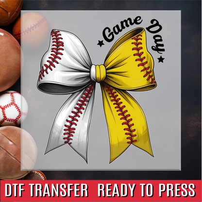Baseball Softball Bow DTF Transfer