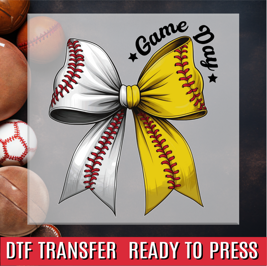 Baseball Softball Bow DTF Transfer