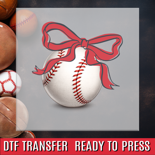 Baseball With Bow Coquette DTF Transfer