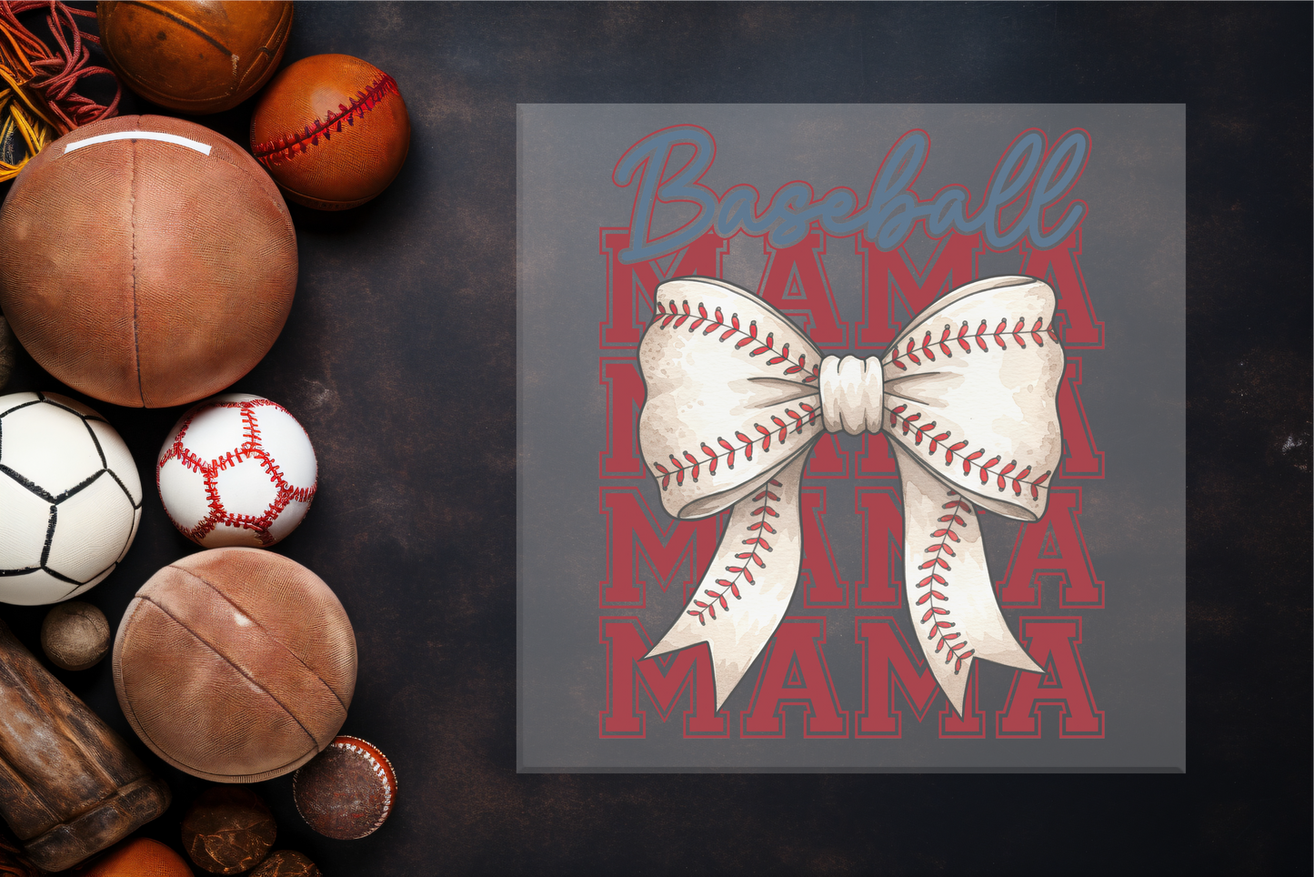 Baseball Mama Bow DTF Transfer