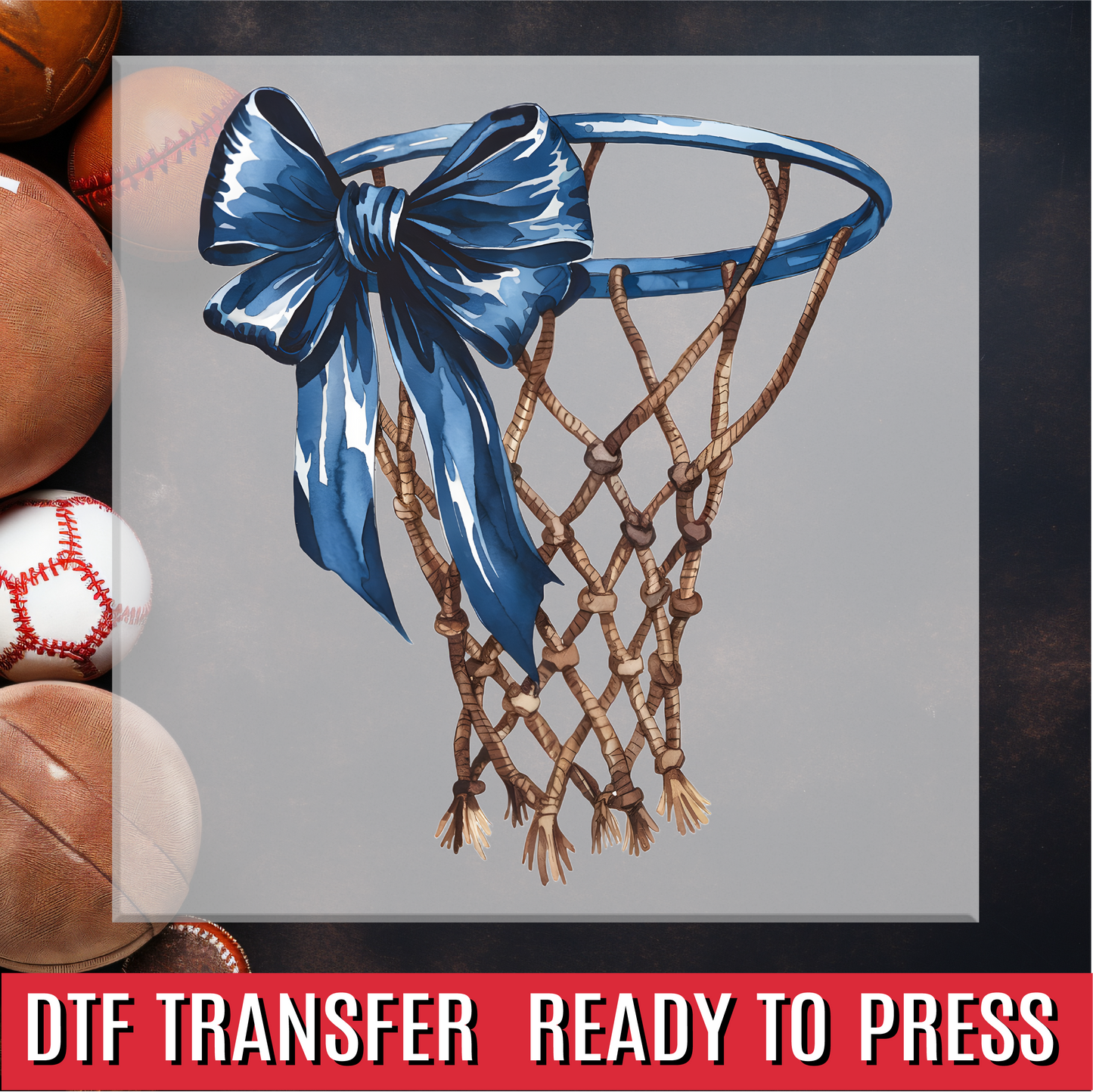 Coquette Basketball Hoop Bow DTF Transfer