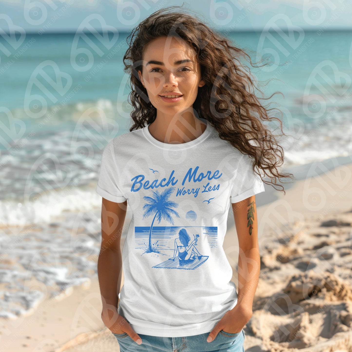 Beach More Worry Less DTF Transfer