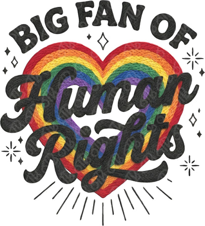 Big Fan Of Human Rights Rainbow Faux Yarn DTF Transfer
