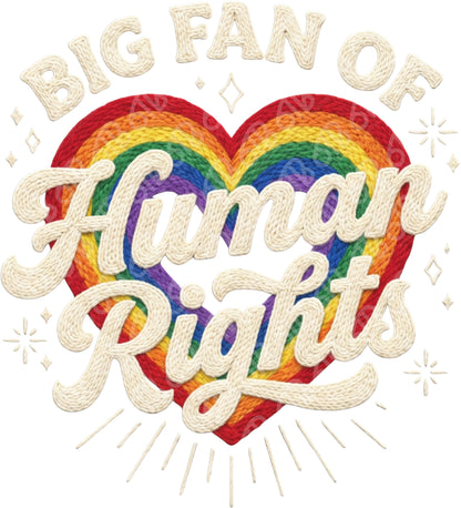 Big Fan Of Human Rights Rainbow Faux Yarn DTF Transfer