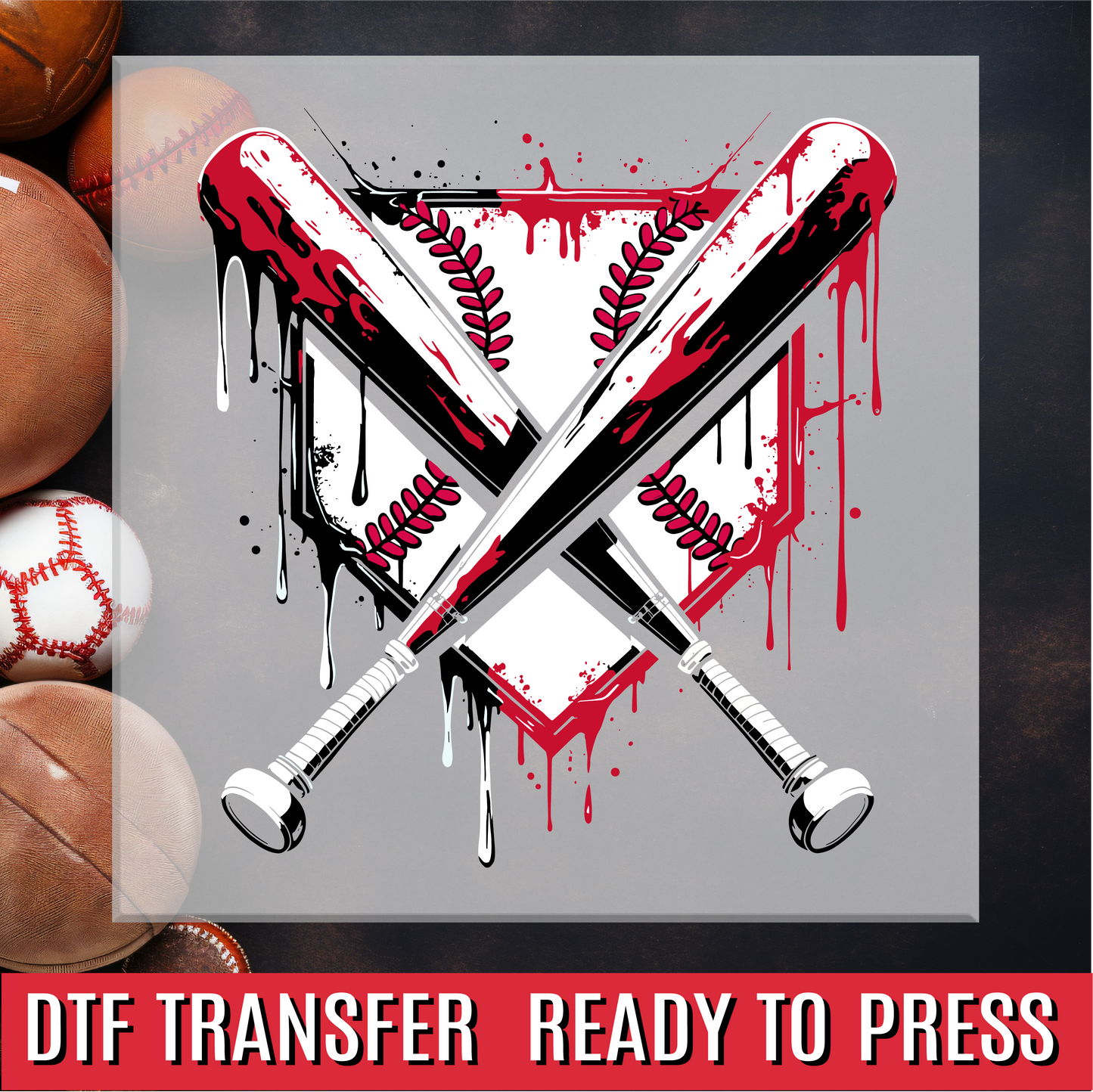 Baseball Home Plate Drip DTF Transfer