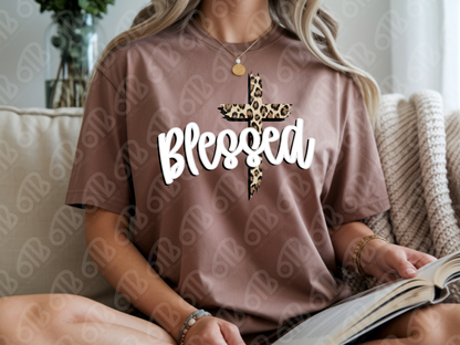 Blessed Leopard Print Cross DTF Transfer
