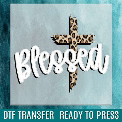 Blessed Leopard Print Cross DTF Transfer