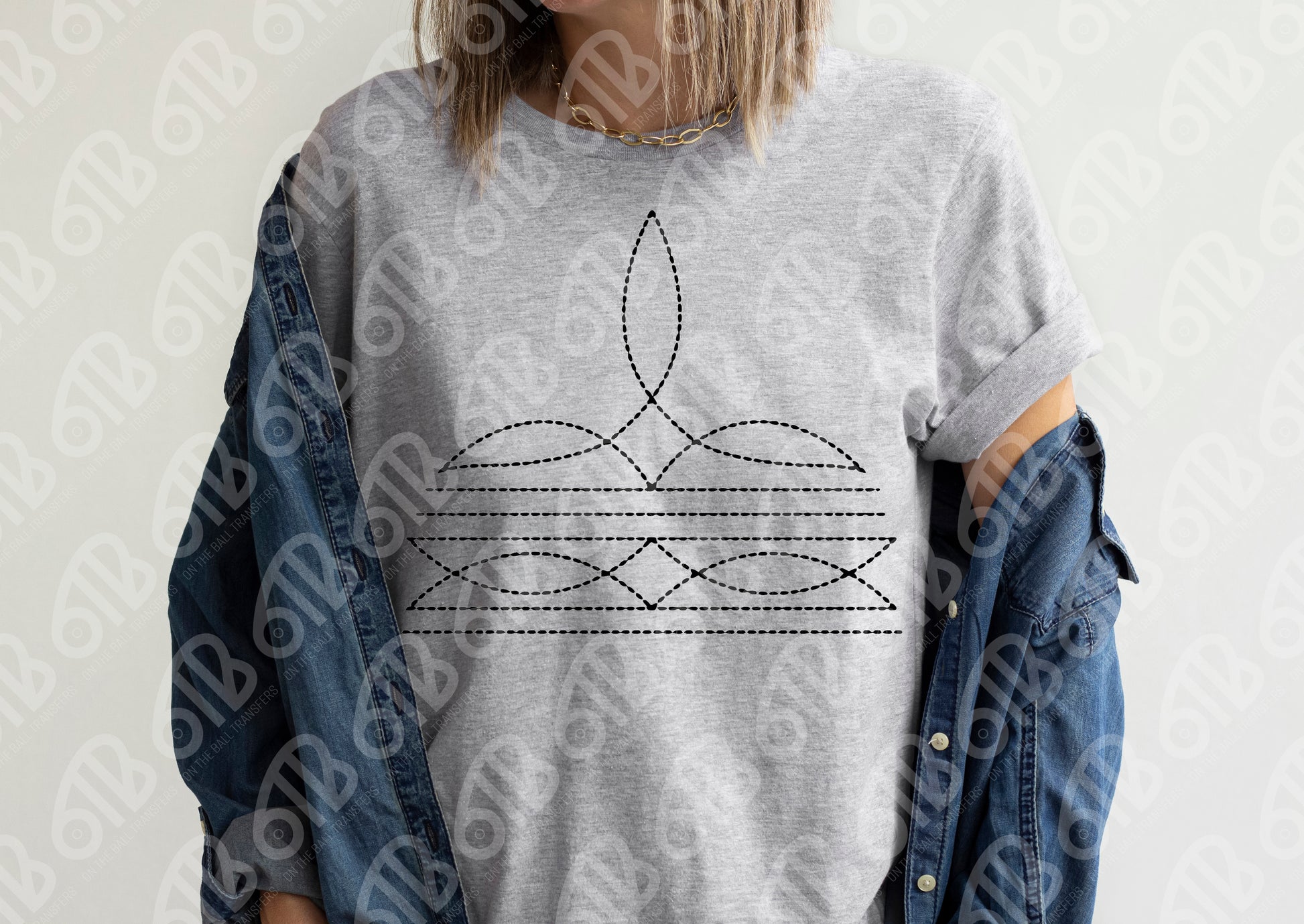 Black Boot Stitch DTF Transfer , DTF Print , Shirt Mockup