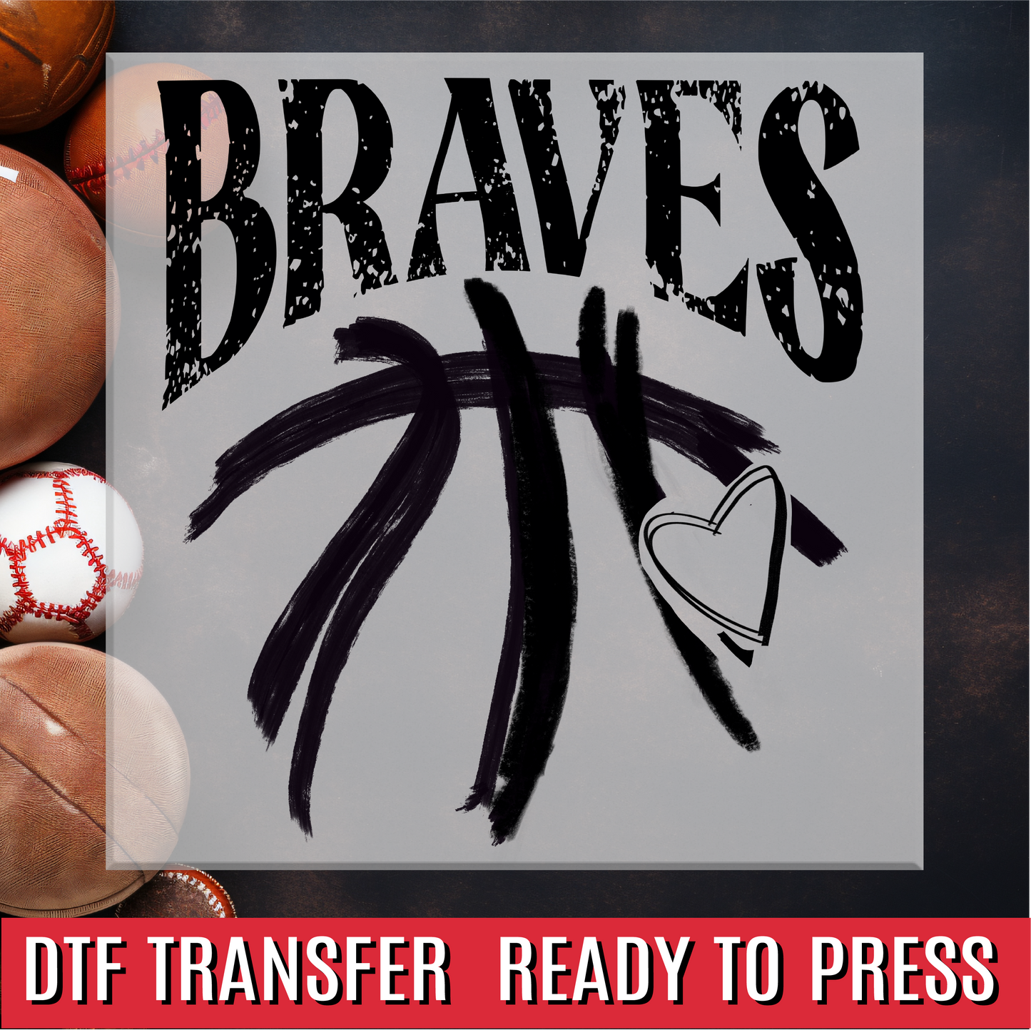 Braves Basketball Sketch DTF Transfer