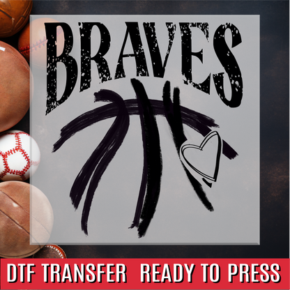 Braves Basketball Sketch DTF Transfer