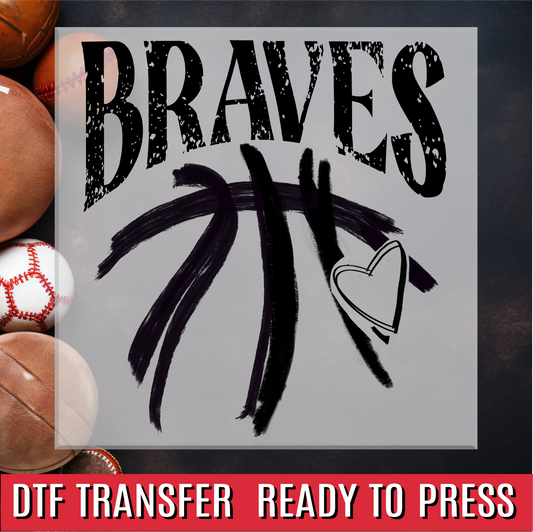 Braves Basketball Sketch DTF Transfer