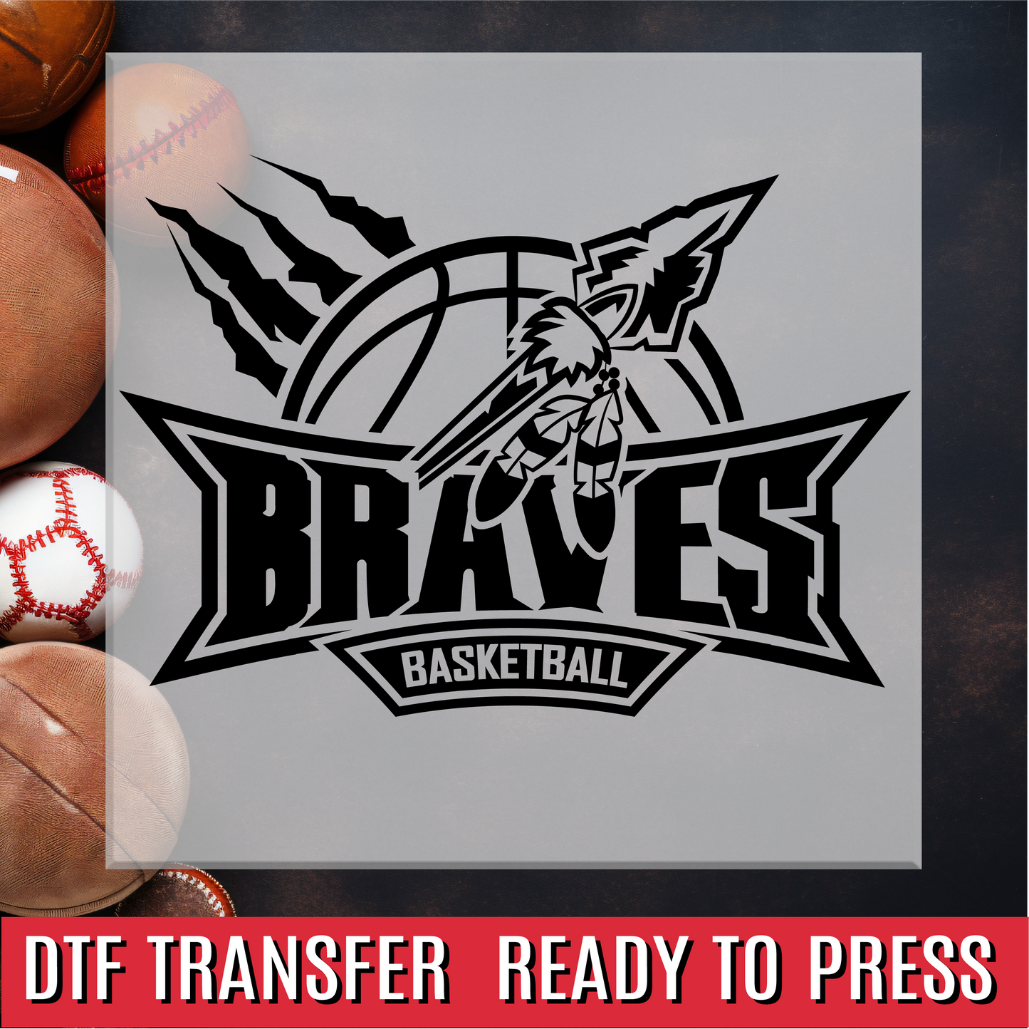 Braves Basketball Arrowhead DTF Transfer