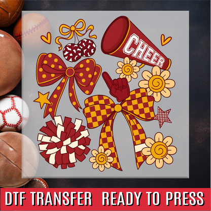 Red and Gold Coquette Cheer Collage DTF Transfer