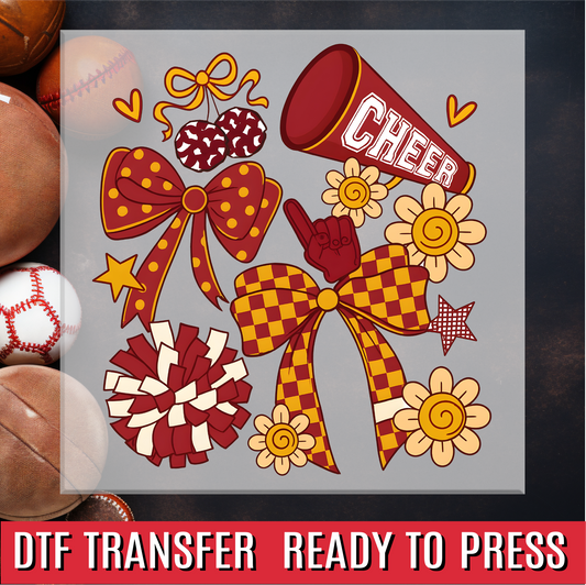 Red and Gold Coquette Cheer Collage DTF Transfer