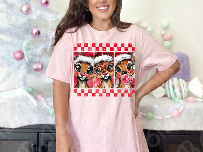 Cute Checkered Reindeer DTF Transfer