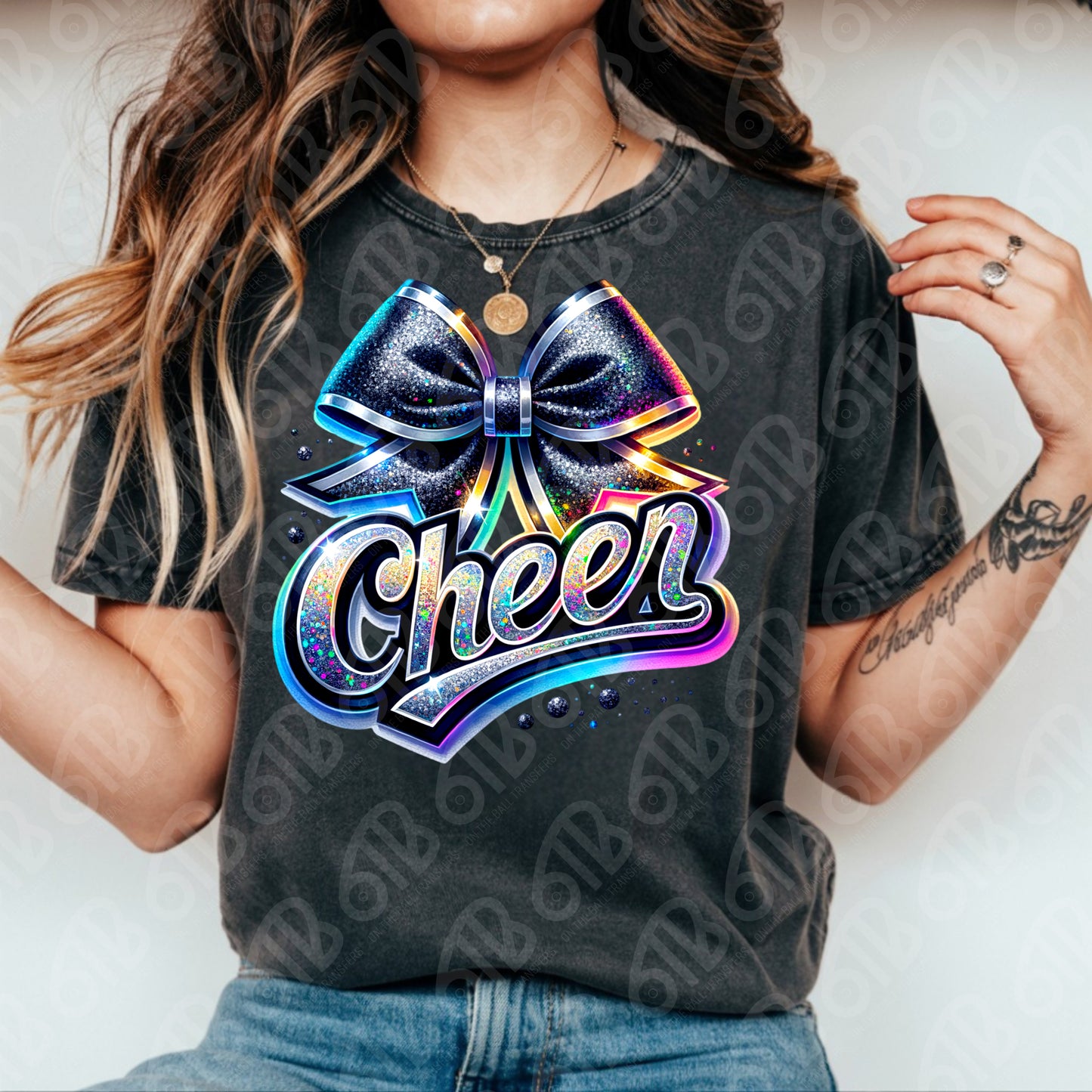 Iridescent Cheer Bow DTF Transfer