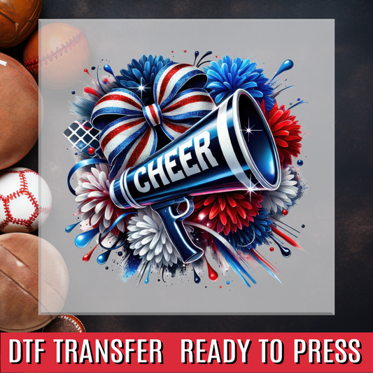 Red White Blue Cheer DTF Transfer