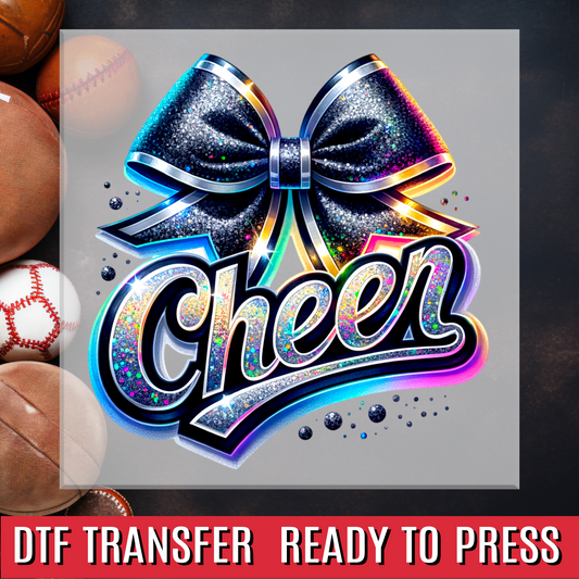 Iridescent Cheer Bow DTF Transfer