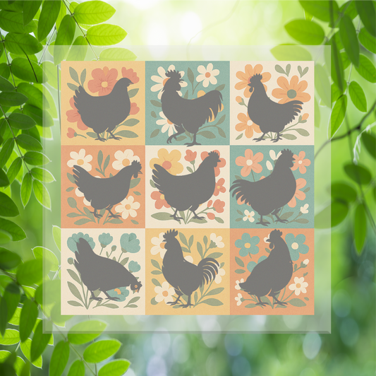 Quilted Chickens Transfer