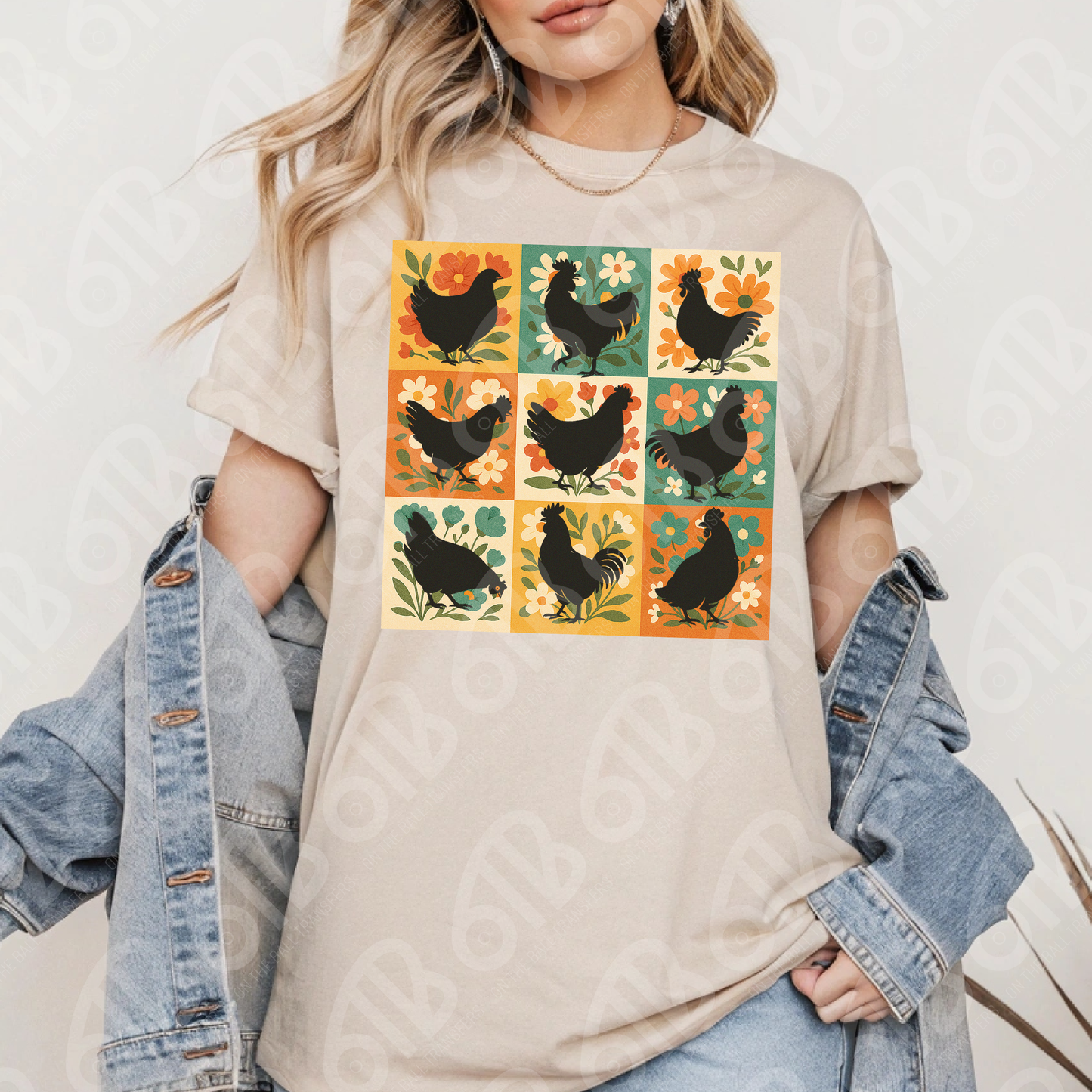 Quilted Chickens Transfer