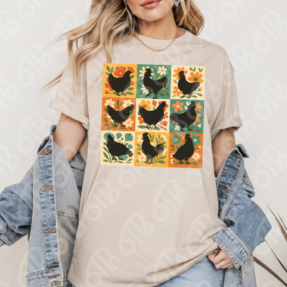 Quilted Chickens Transfer