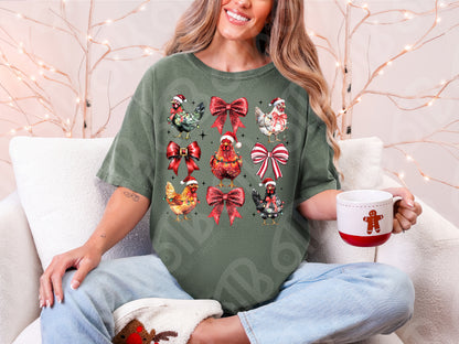 Christmas Chickens Coquette DTF Transfer
