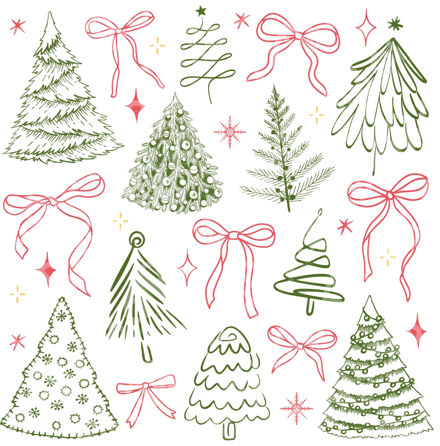 Christmas Coquette Outlines DTF Transfer