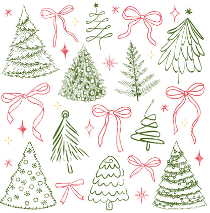 Christmas Coquette Outlines DTF Transfer