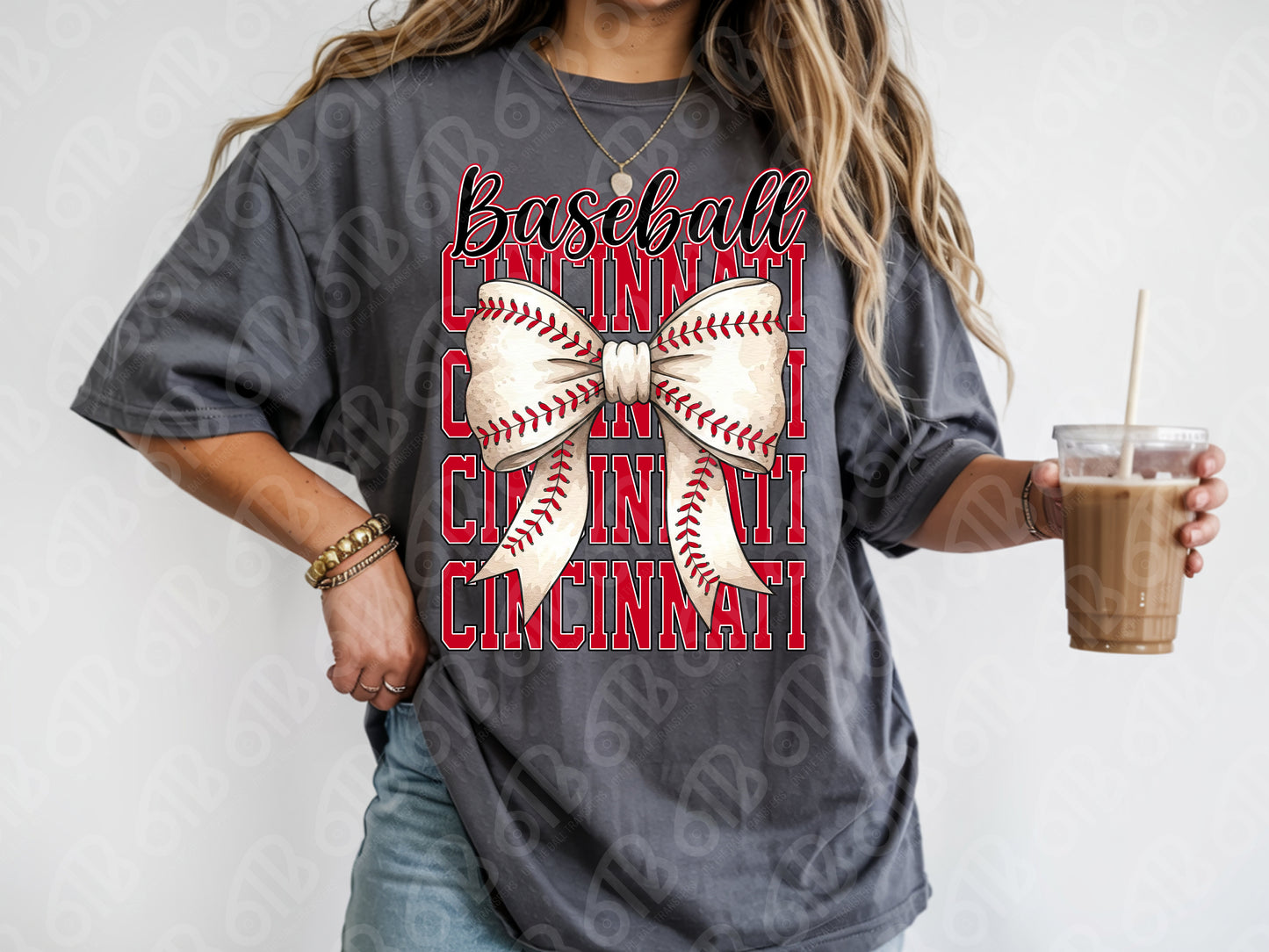 Cincinnati Baseball Bow DTF Transfer