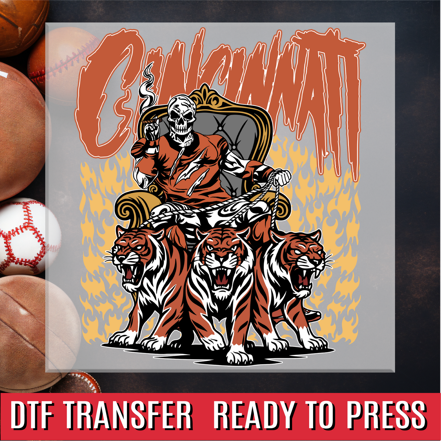 Cincinnati Skeleton Football Player DTF Transfer