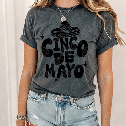 Cinco de Mayo in black DTF Transfer