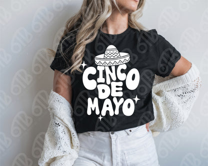Cinco de Mayo in white DTF Transfer