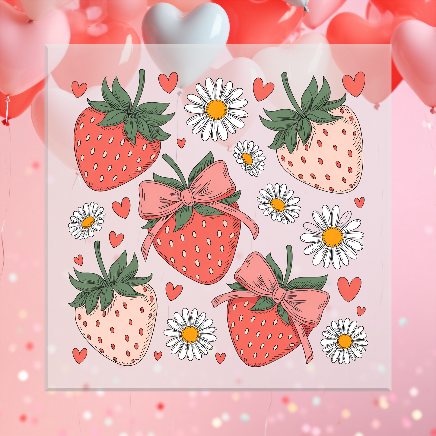 Coquette Valentine's Strawberries DTF Transfer