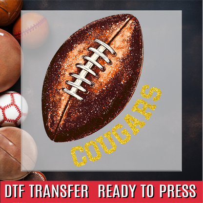 Cougars Glitter Football DTF Transfer